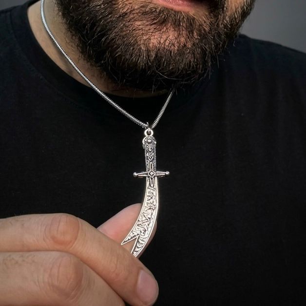 La-Fateh Illa Ali Zulfiqar Sword  Pendant Necklace