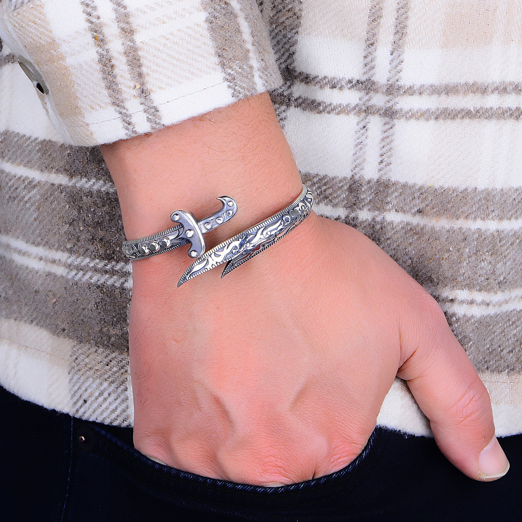 Silver Handmade Zulfiqar Sword Bracelet