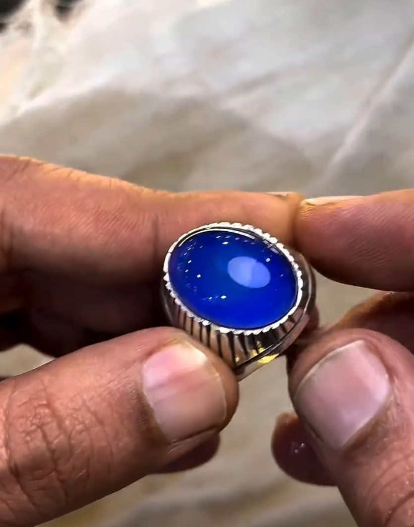 Men's Aquamarine premium Stone Color Change Silver – VIP Ring
