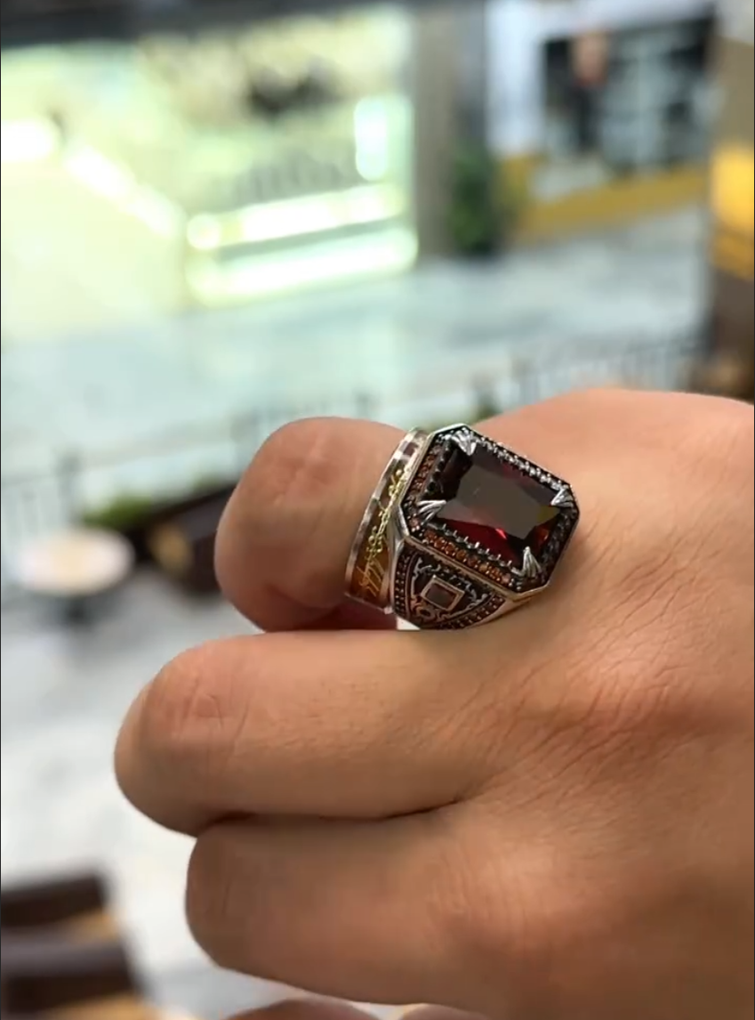 Faceted Red Zircon Rectangle  2 in 1 Ring – VIP Ring