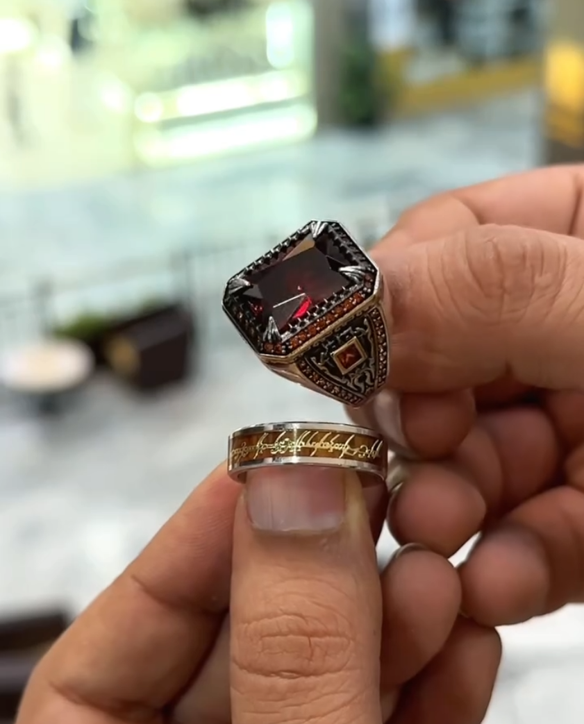 Faceted Red Zircon Rectangle  2 in 1 Ring – VIP Ring