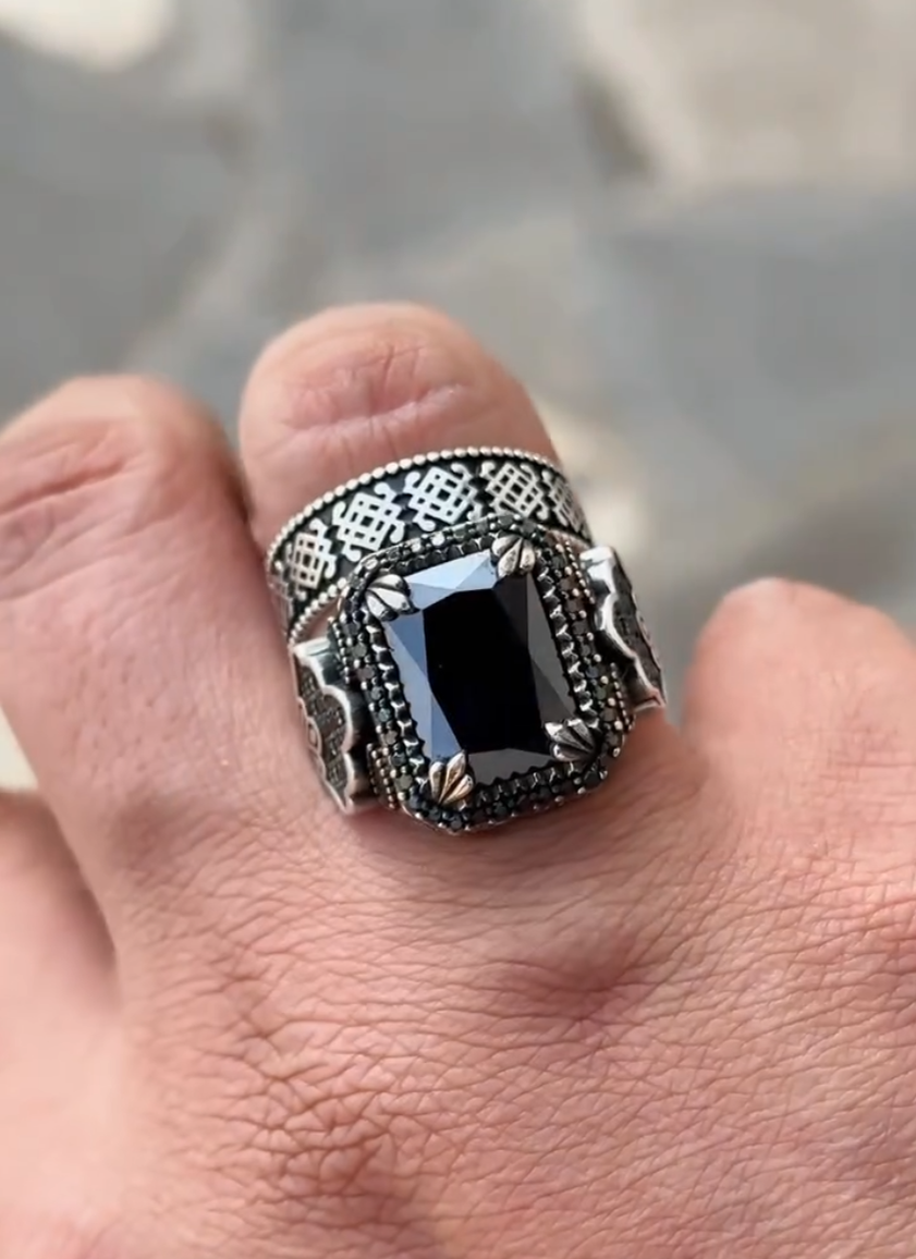 Faceted Silver Zircon Rectangle  2 in 1 Ring – VIP Ring