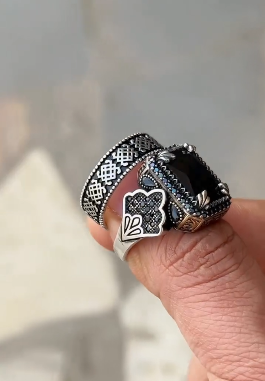 Faceted Silver Zircon Rectangle  2 in 1 Ring – VIP Ring