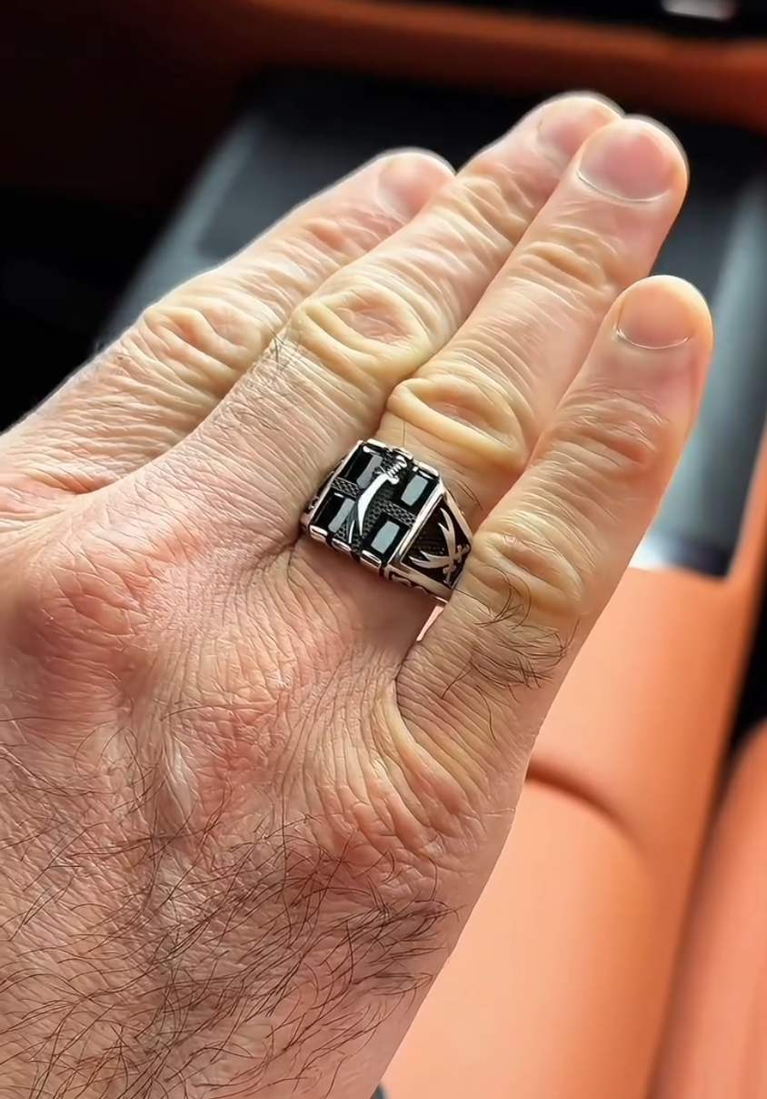 Zulfiqar Sword Men's Ring, 925 Sterling Silver, Real Black Onyx, Sword of Ali, Islamic Muslim Jewelry – VIP Ring