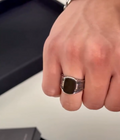 Turkish style Italian Ring Black stone model for Boys and Men Most demanding article
