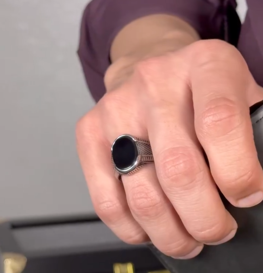 Turkish style Italian Ring Black stone model for Boys and Men Most demanding article