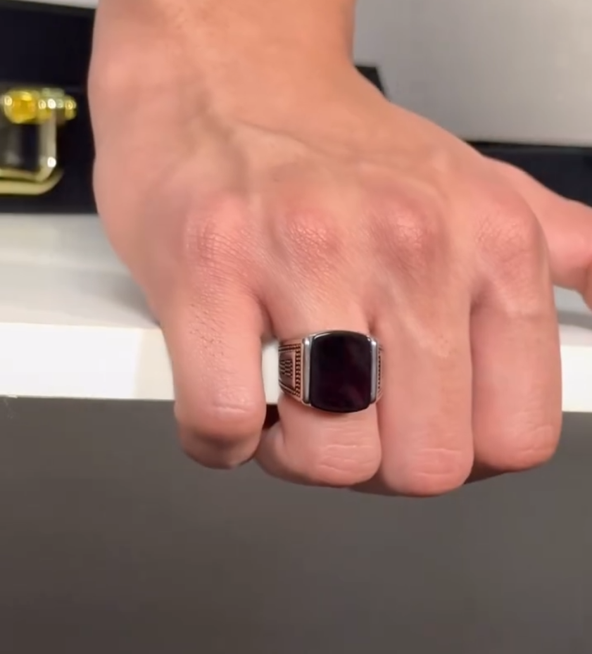 Turkish style Italian Ring Black stone model for Boys and Men Most demanding article