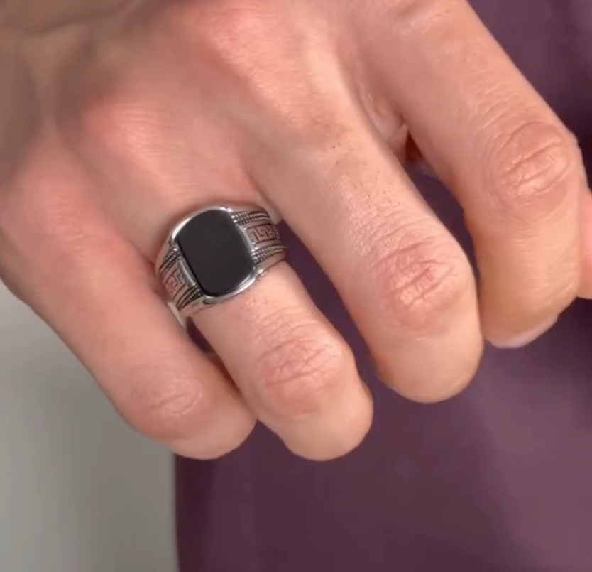 Turkish style Italian Ring Black stone model for Boys and Men Most demanding article