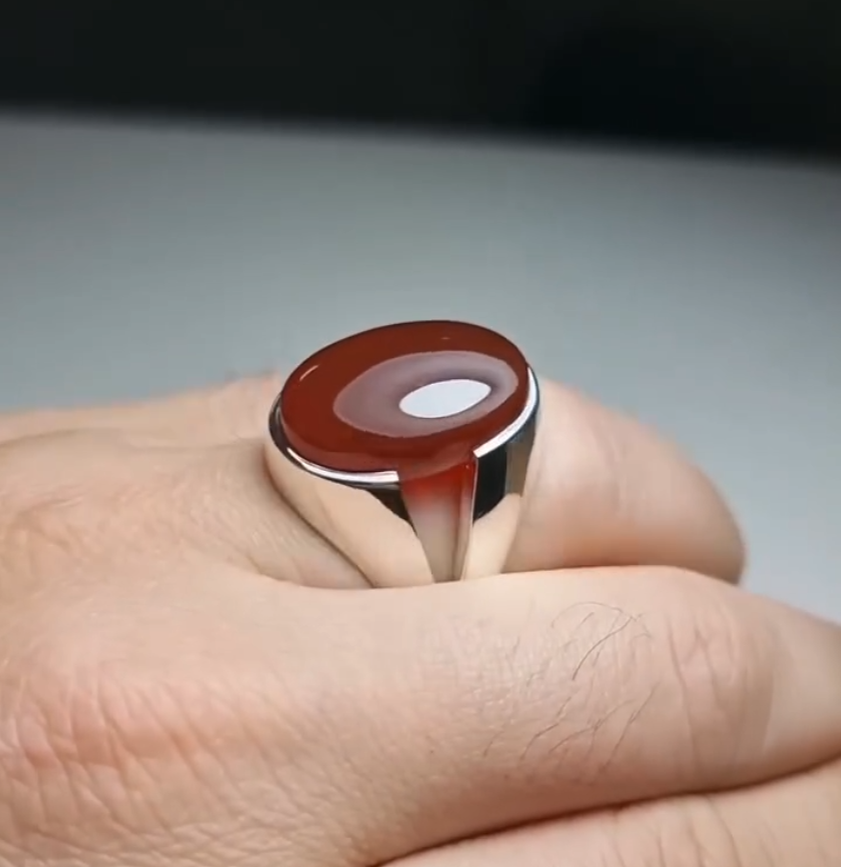 Natural Agate (Aqeeq) 15+ct Silver Ring Most Demand