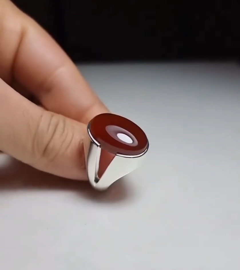 Natural Agate (Aqeeq) 15+ct Silver Ring Most Demand