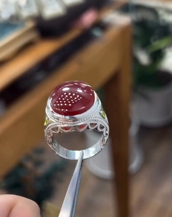 Natural Agate (Aqeeq) 15+ct Silver Ring Most Demand