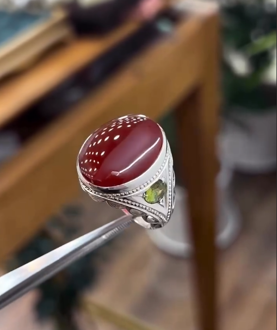 Natural Agate (Aqeeq) 15+ct Silver Ring Most Demand