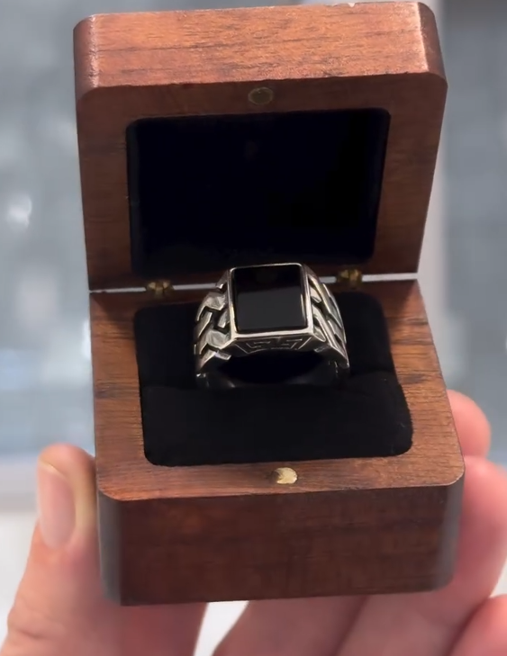 Sterling Silver Ring for Men with Square Onyx Stone VIP Ring