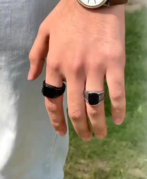 Turkish style Italian Black Ring stone model for Boys and Men most selling article