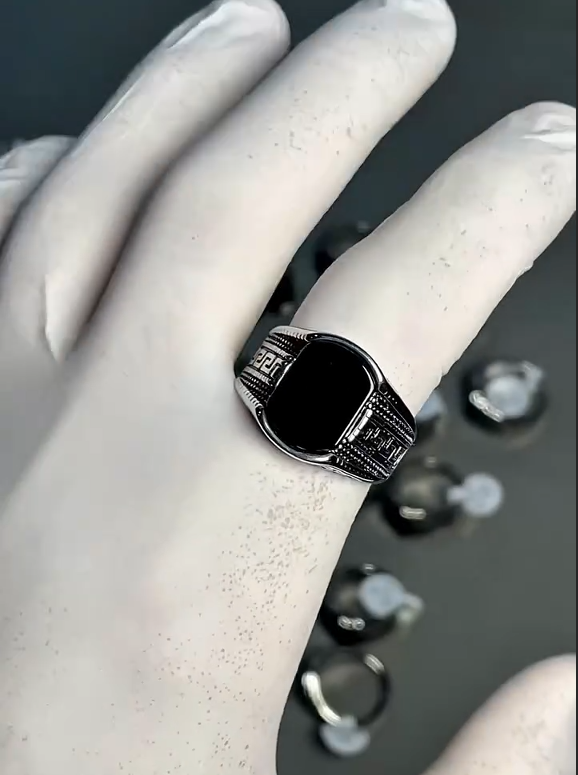 Turkish style Italian Black Ring stone model for Boys and Men most selling article